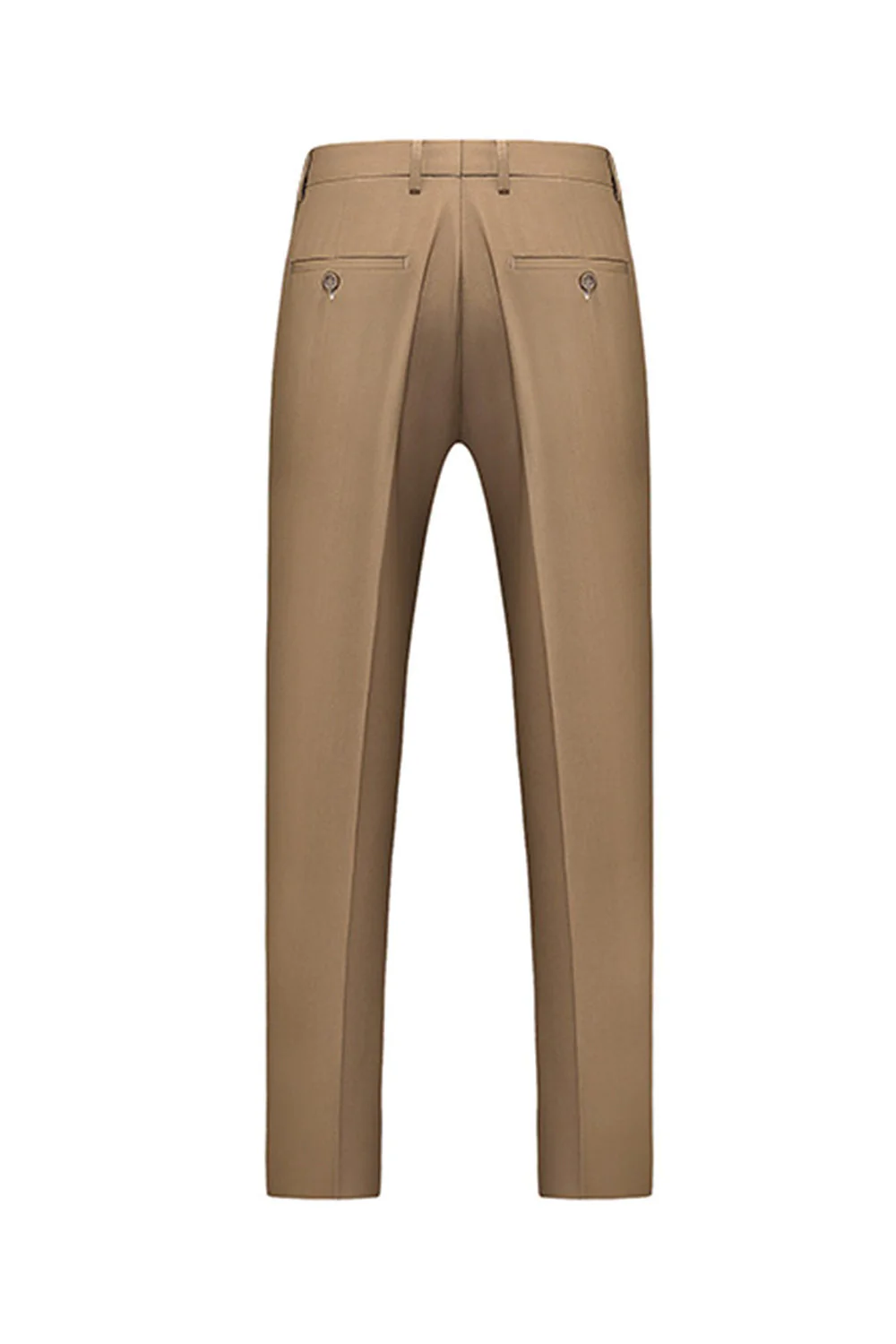 Khaki Double Breasted Notched Lapel 3 Pièces Costumes Hommes - Image 4
