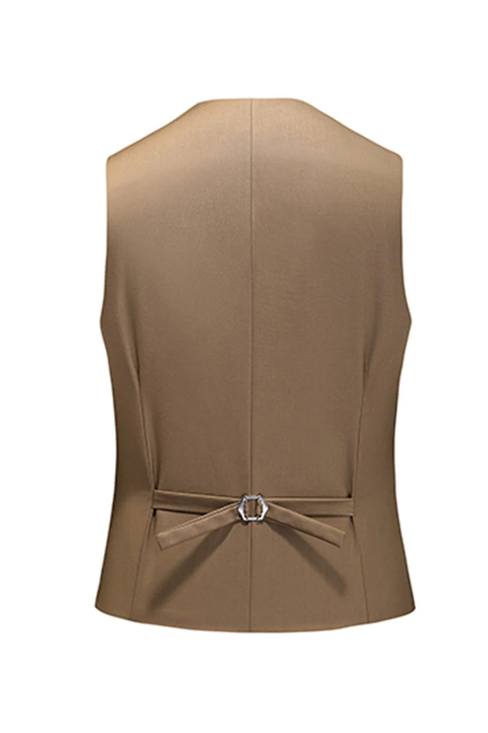 Khaki Double Breasted Notched Lapel 3 Pièces Costumes Hommes - Image 6