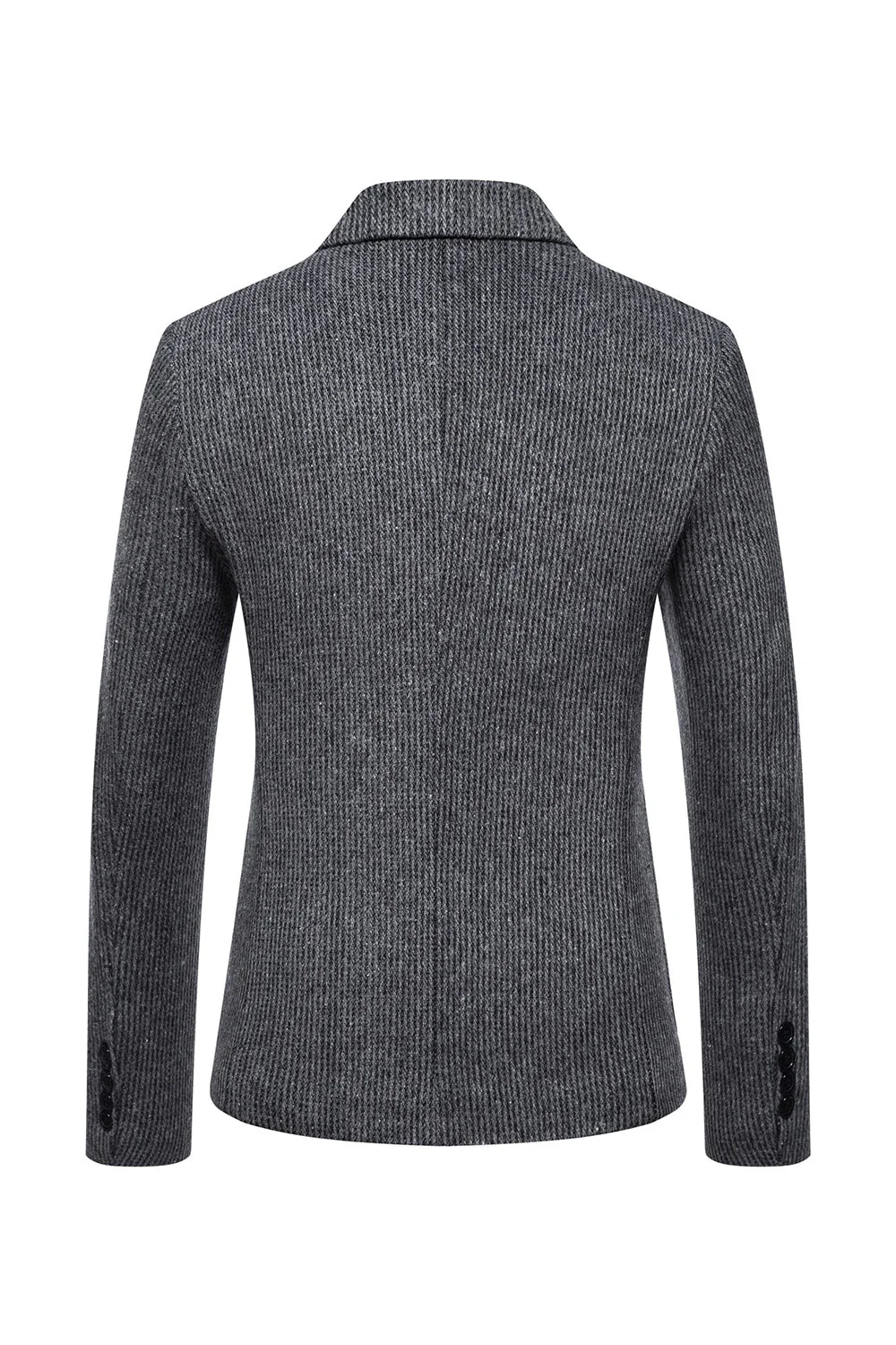 Khaki Tweed Un bouton Revers cranté Blazer pour hommes - Image 5