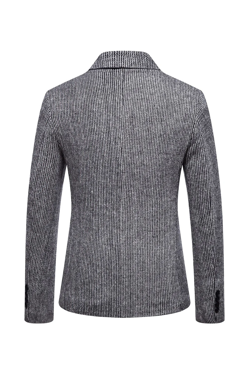Khaki Tweed Un bouton Revers cranté Blazer pour hommes - Image 7