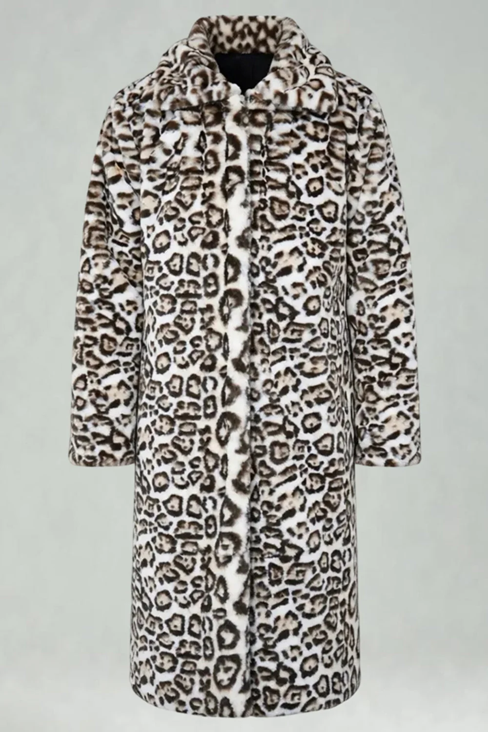 Léopard ivoire fausse fourrure Chaleur Manteau long pour hommes avec poches - Image 5