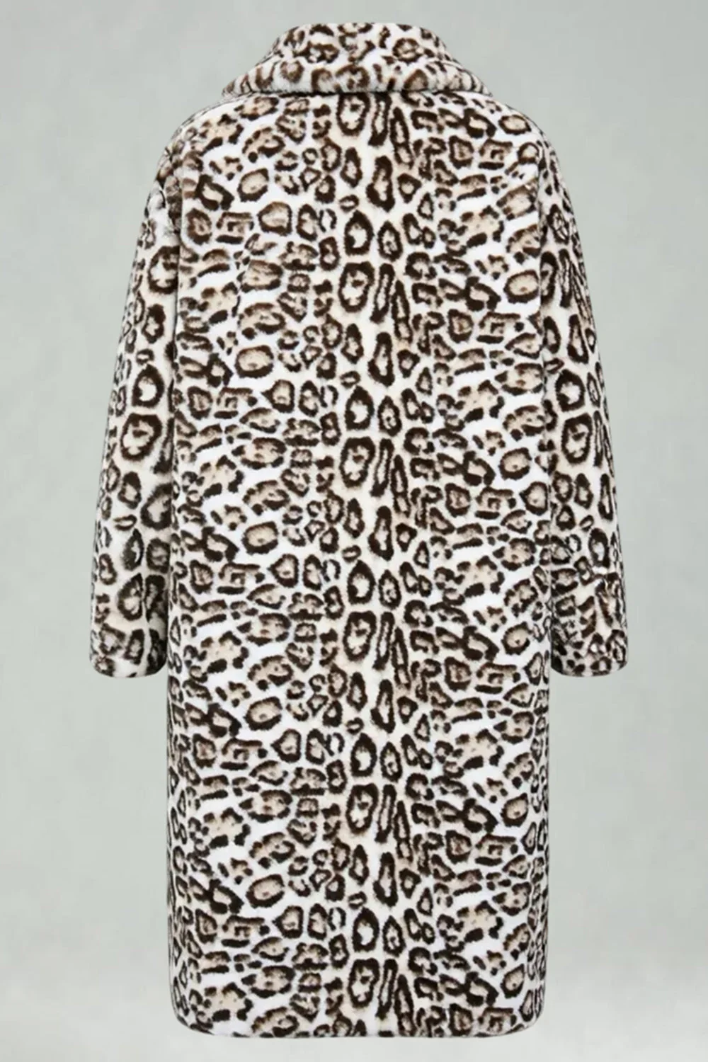 Léopard ivoire fausse fourrure Chaleur Manteau long pour hommes avec poches - Image 6