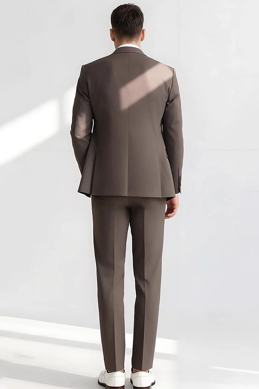 Costume homme 2 pièces café clair à revers crête - Image 2