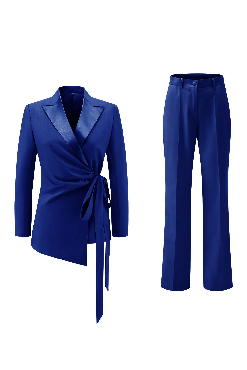 Lilas Peak Lapel Ruched Femmes Costumes avec Ceinture - Image 11