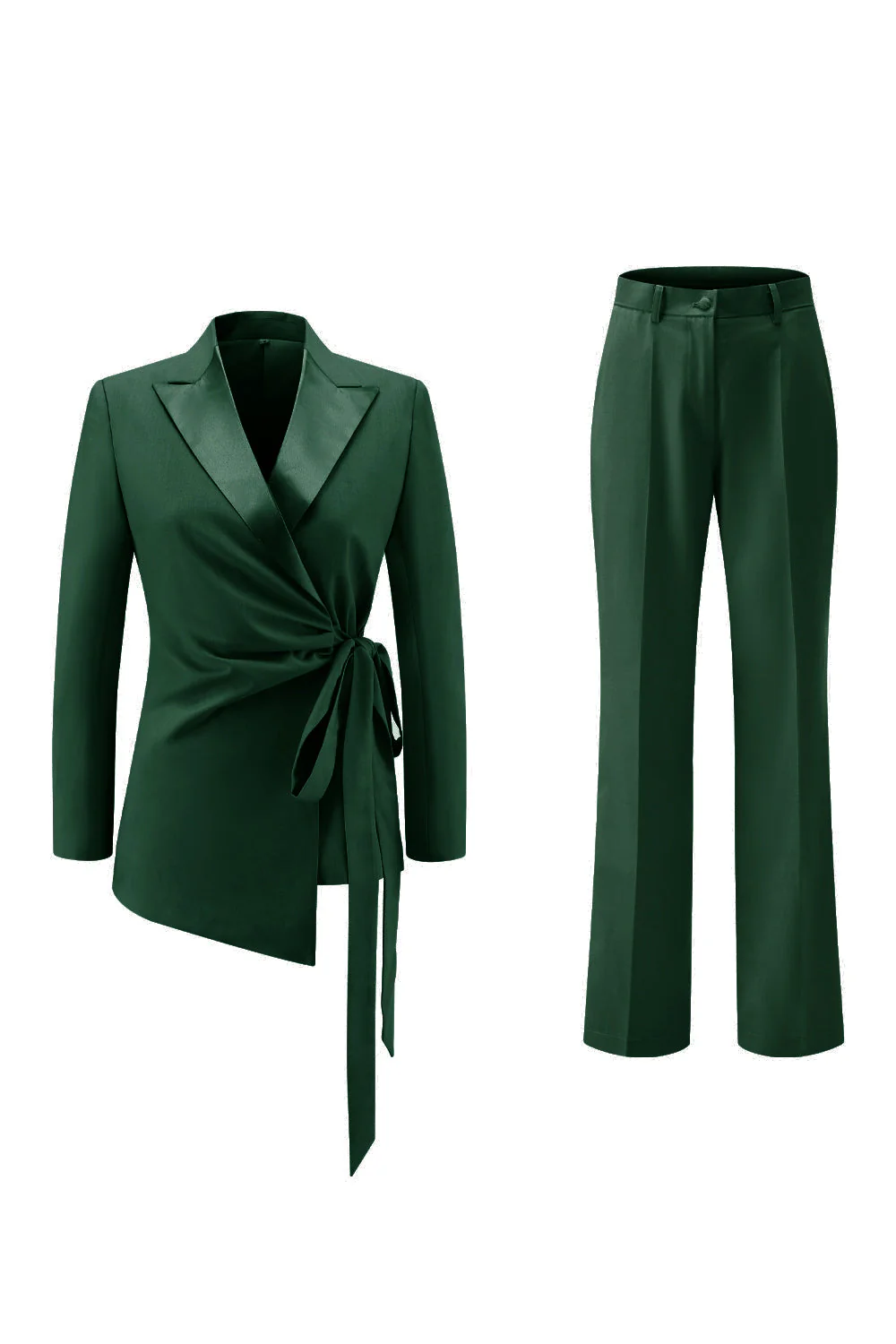 Lilas Peak Lapel Ruched Femmes Costumes avec Ceinture - Image 17