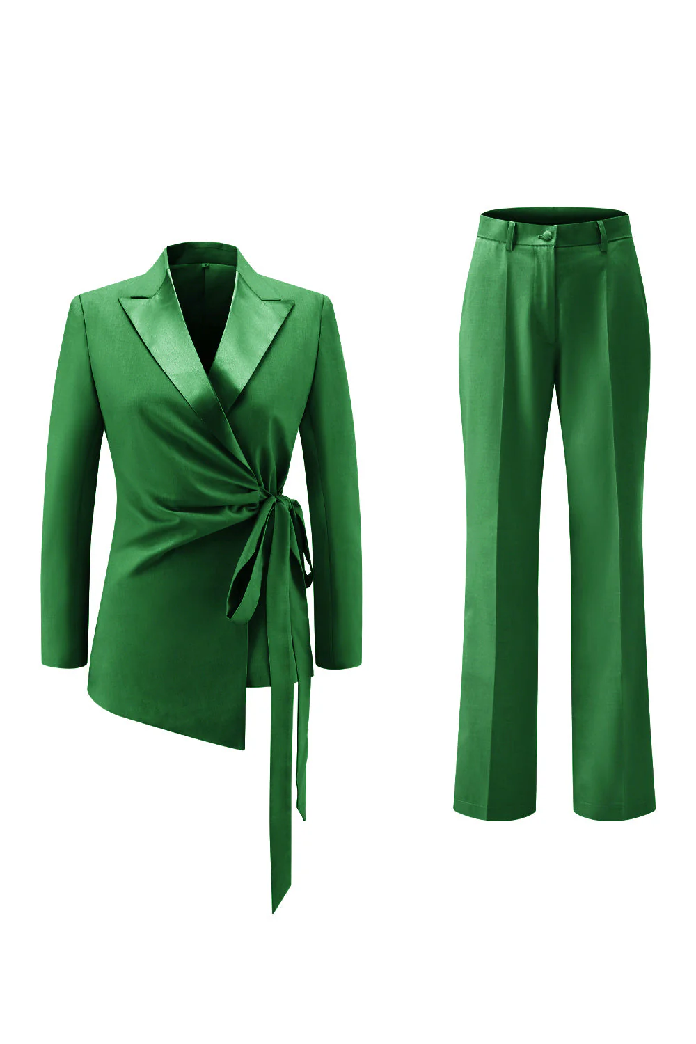 Lilas Peak Lapel Ruched Femmes Costumes avec Ceinture - Image 19