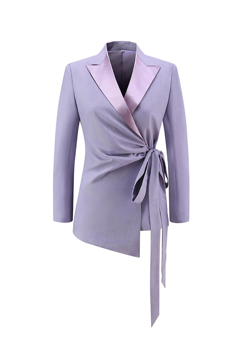 Lilas Peak Lapel Ruched Femmes Costumes avec Ceinture - Image 5