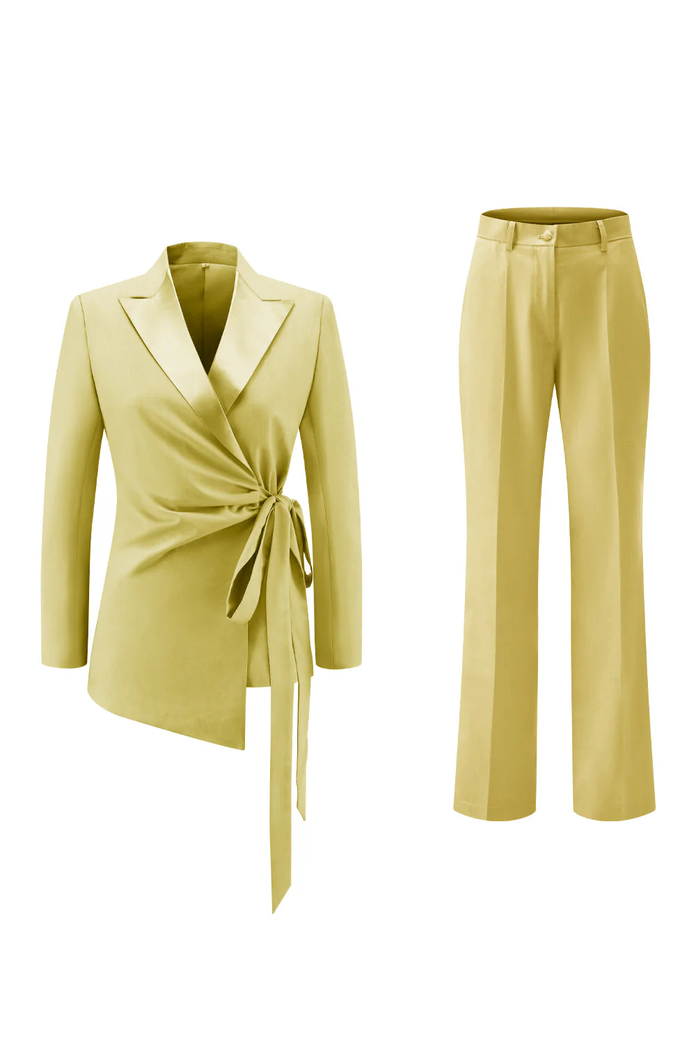 Lilas Peak Lapel Ruched Femmes Costumes avec Ceinture - Image 9