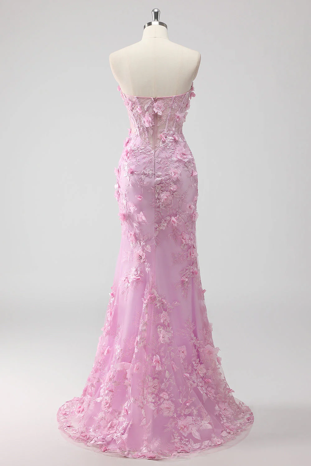 Lilas sans bretelles Coset Applique Sirène Robe de soirée Longue avec Fente - Image 2