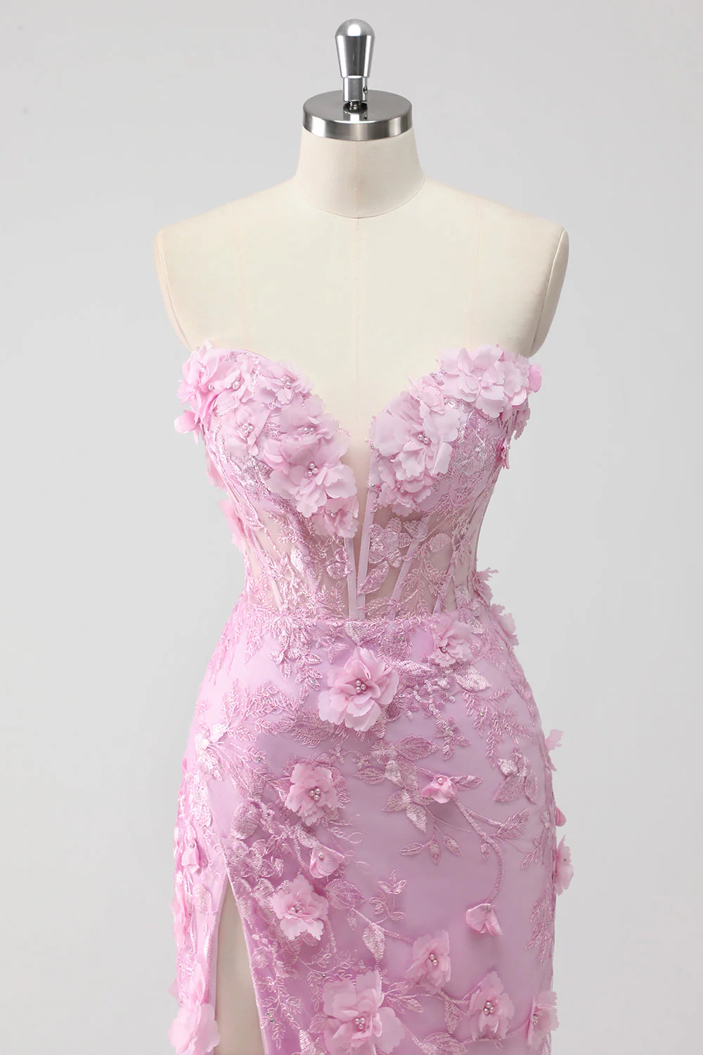 Lilas sans bretelles Coset Applique Sirène Robe de soirée Longue avec Fente - Image 4