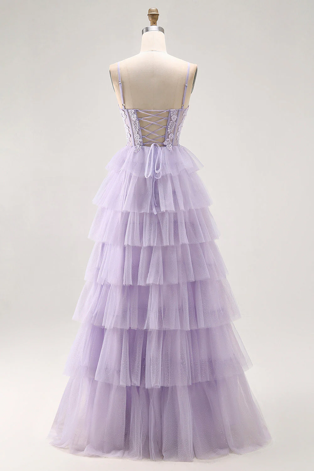 Lilas une ligne perlée Corset Robe de bal longue avec fente - Image 2