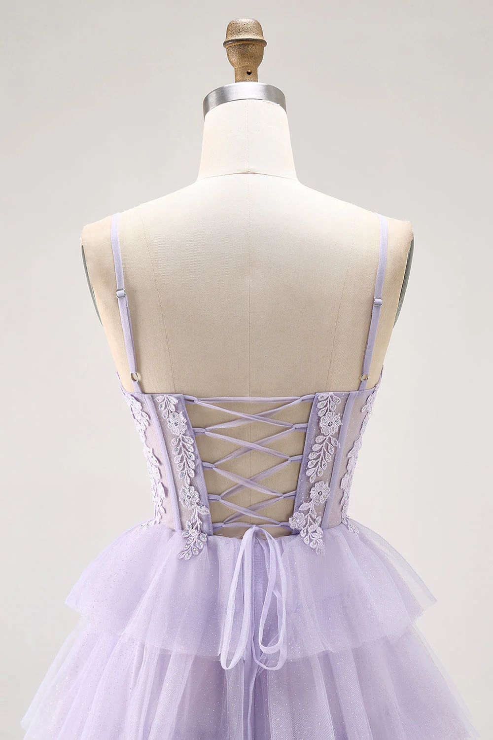 Lilas une ligne perlée Corset Robe de bal longue avec fente - Image 6