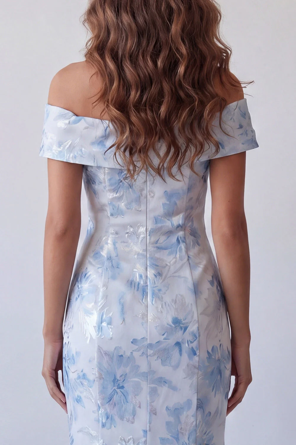 Longue robe formelle sirène dénudée bleu ciel - Image 4