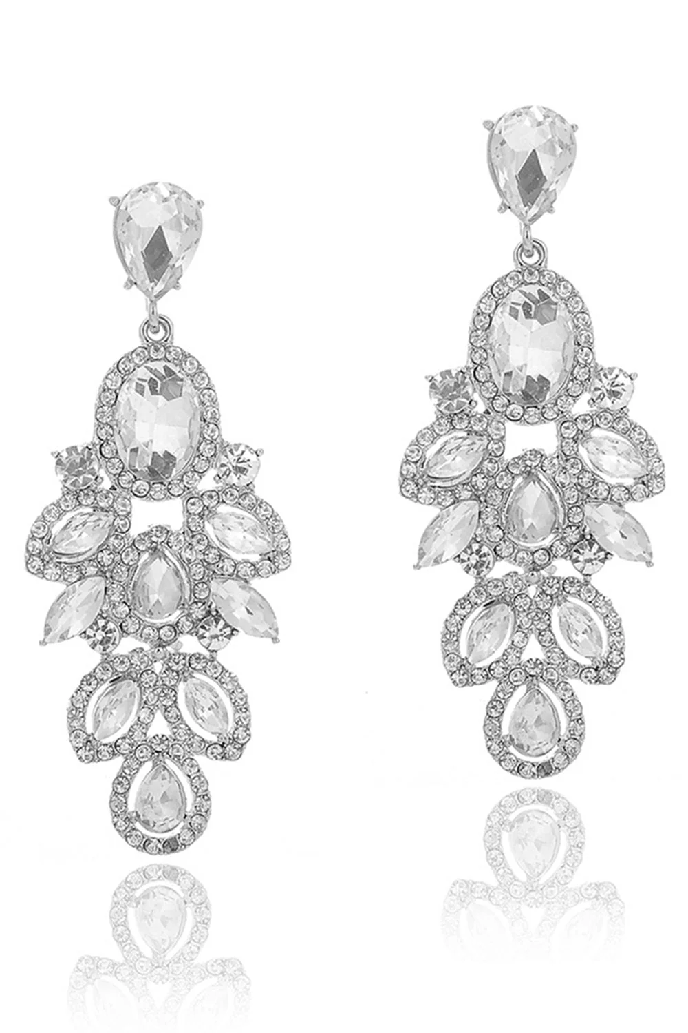 Longues boucles d’oreilles de bal en forme de feuille vert foncé scintillantes avec des strass - Image 10
