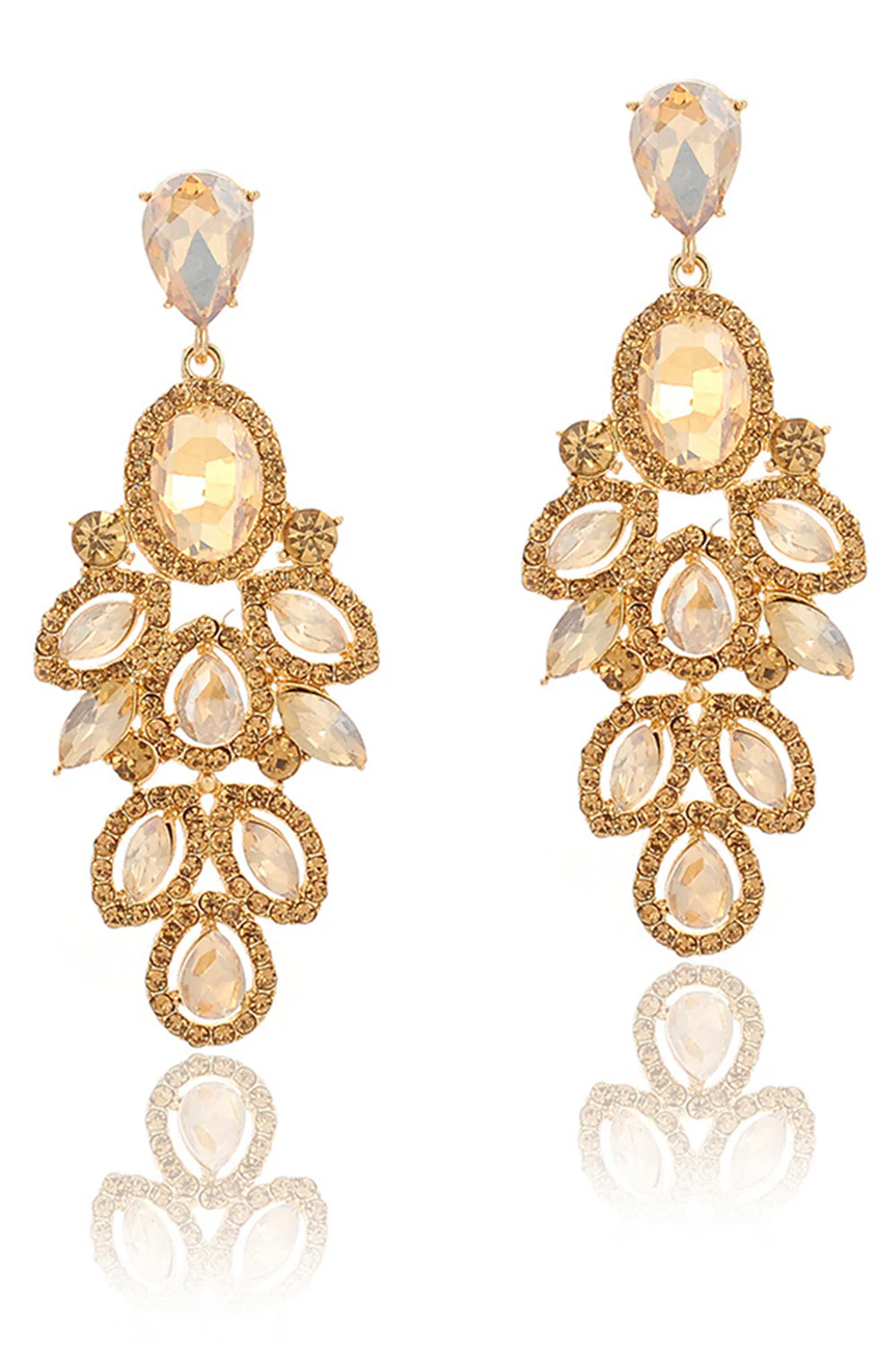 Longues boucles d’oreilles de bal en forme de feuille vert foncé scintillantes avec des strass - Image 5