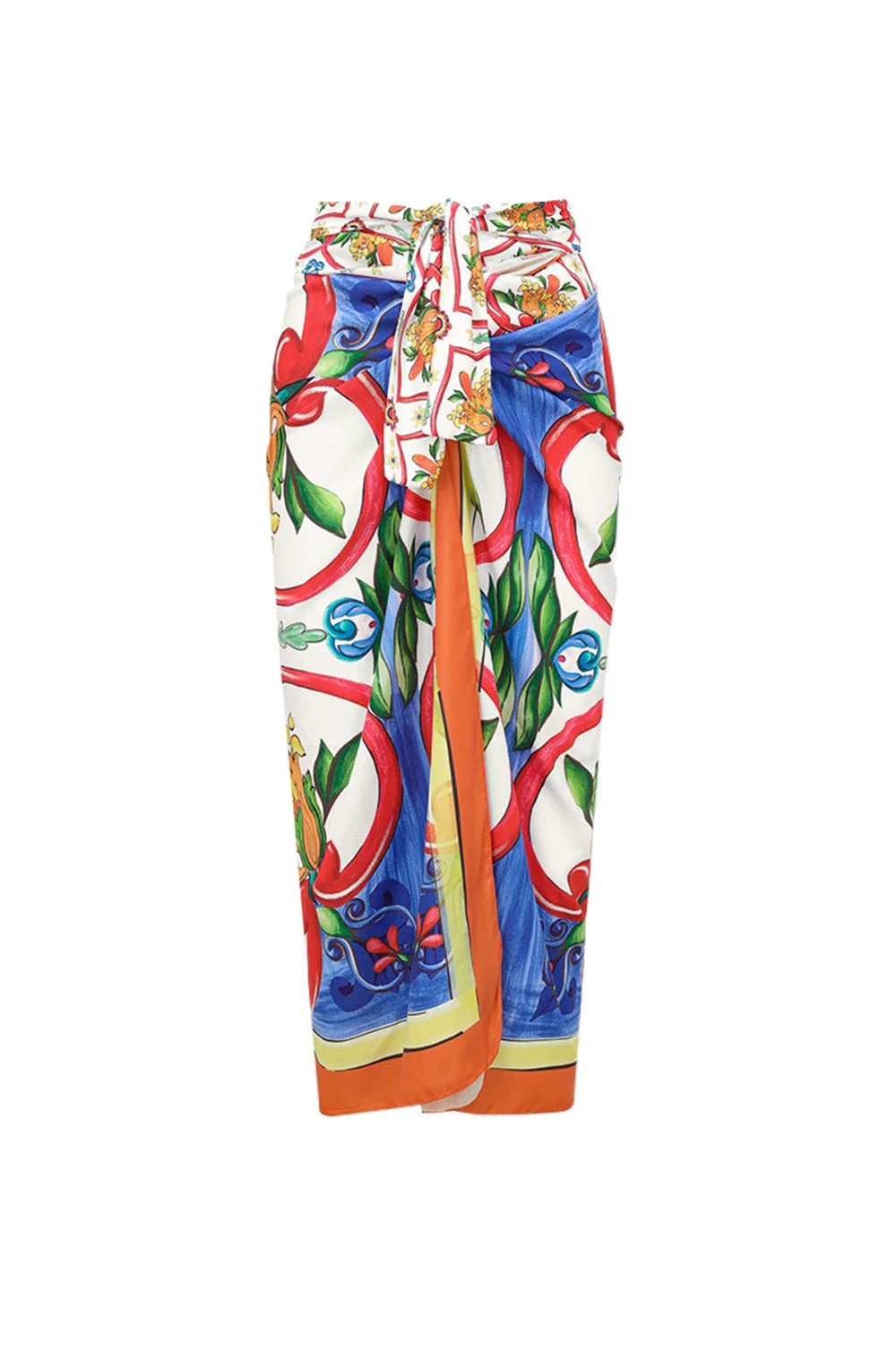 Maillot de bain à 2 pièces à imprimé orange bleu avec robe de couverture - Image 3