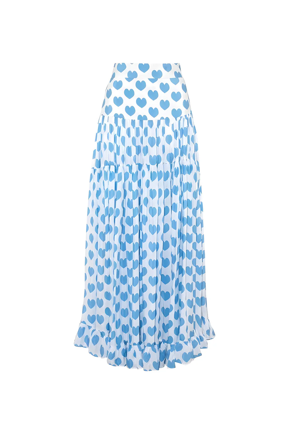 Maillot de bain bleu à bretelles fines en deux pièces à motifs de cœur et couverture - Image 3