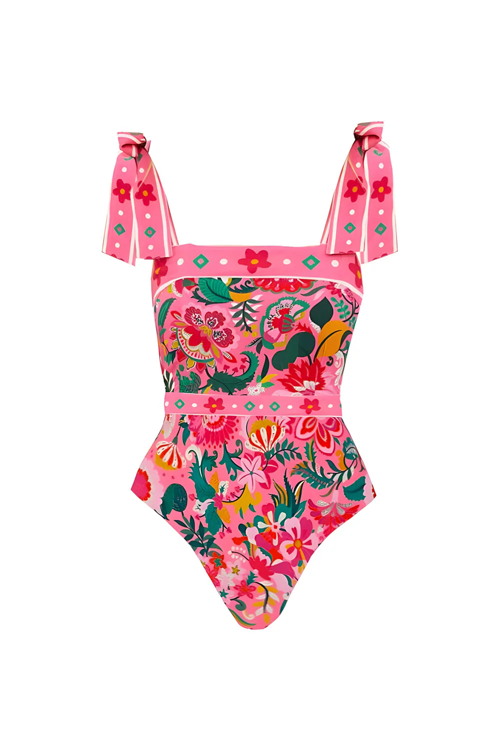 Maillot de bain Fuchsia fleur de contrôle du ventre en 2 pièces avec robe de plage - Image 2