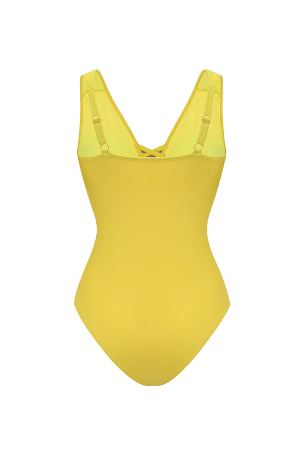 Maillot de bain jaune à col en V découpé en deux pièces avec robe de plage - Image 3