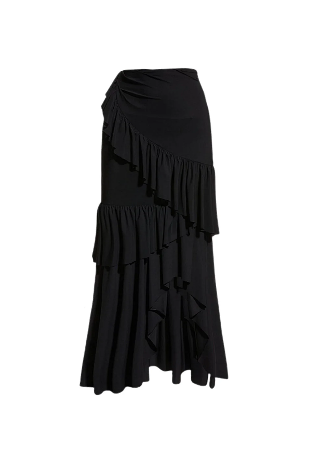 Maillot de bain noir rayé en deux pièces à volants avec robe de plage - Image 3