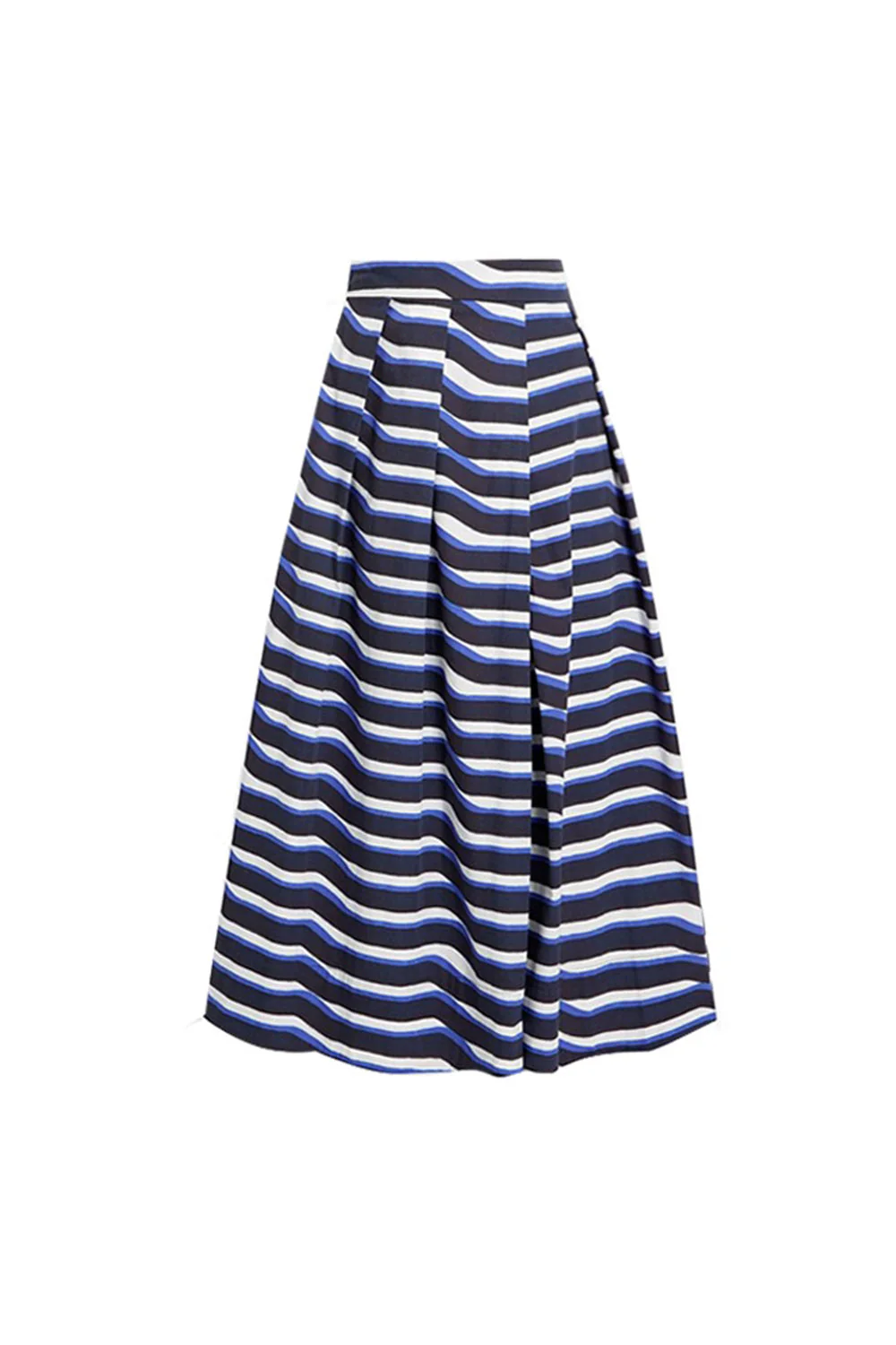 Maillot de bain rayé bleu marine découvert à épaules 2 pièces avec couverture - Image 3