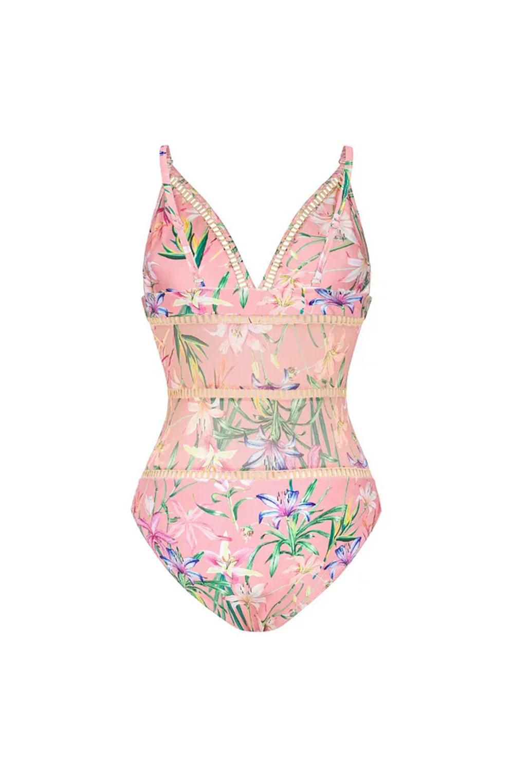 Maillot de bain rose à volants à volants en 2 pièces avec robe de plage - Image 3