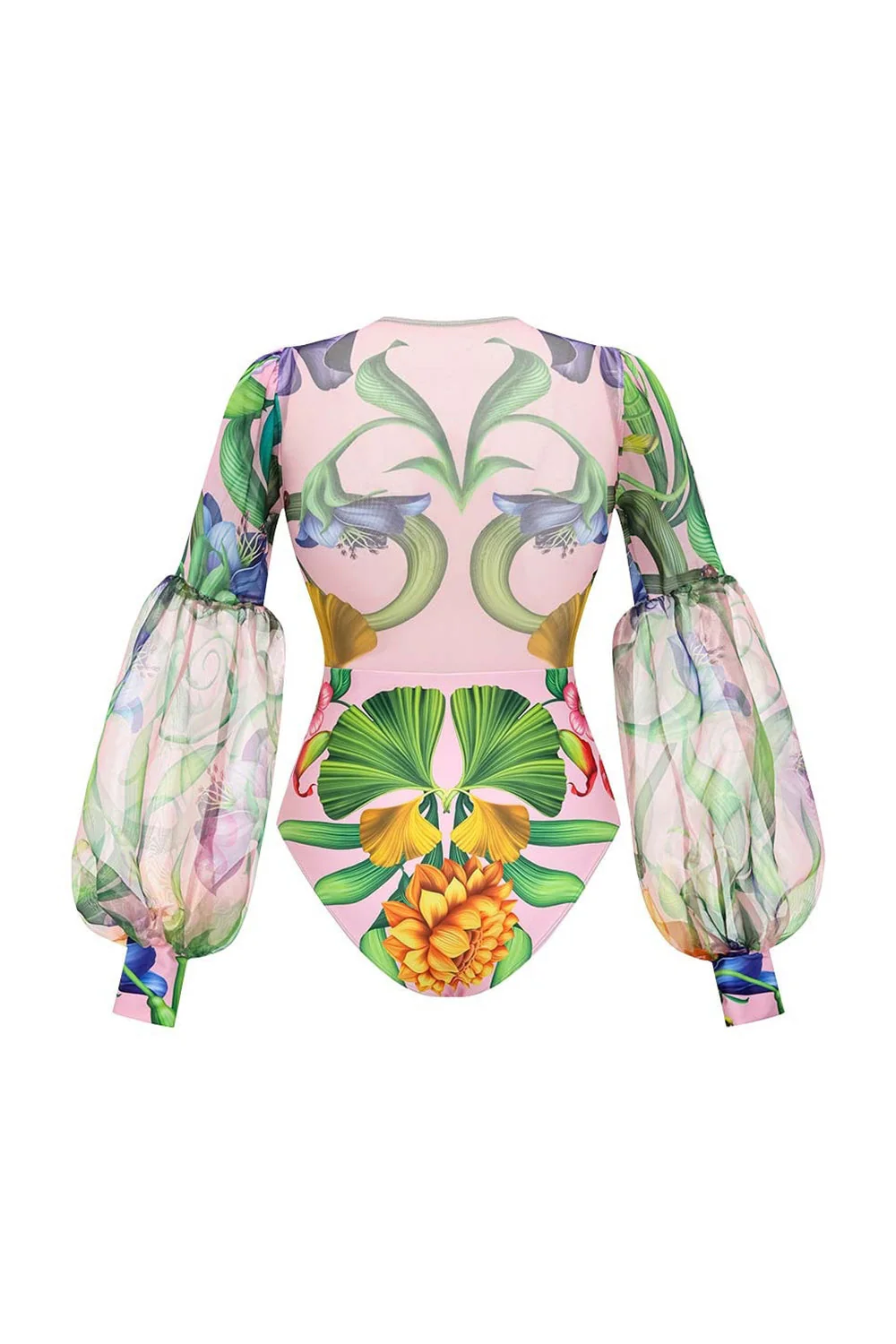 Maillot de bain rose rose à manches longues à manches longues à 2 pièces avec robe de plage - Image 3
