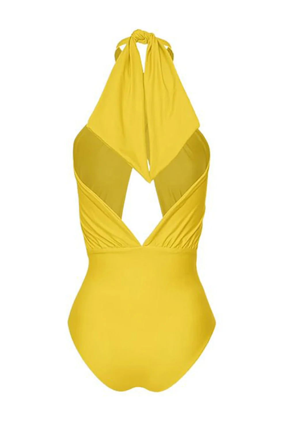 Maillot de bain une pièce une pièce imprimé jaune licol - Image 3