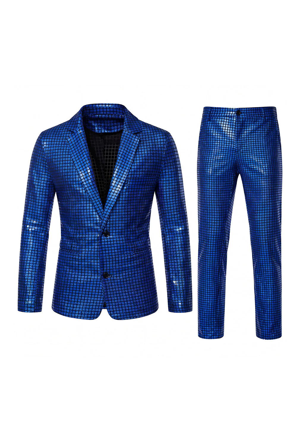 Maillots de bal noirs à grille métallique simple boutonne et boutonneur à revers cranté en 2 pièces pour hommes - Image 19