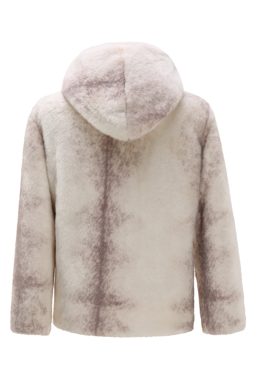 Manteau à capuche zippé en fausse fourrure ivoire pour homme - Image 2
