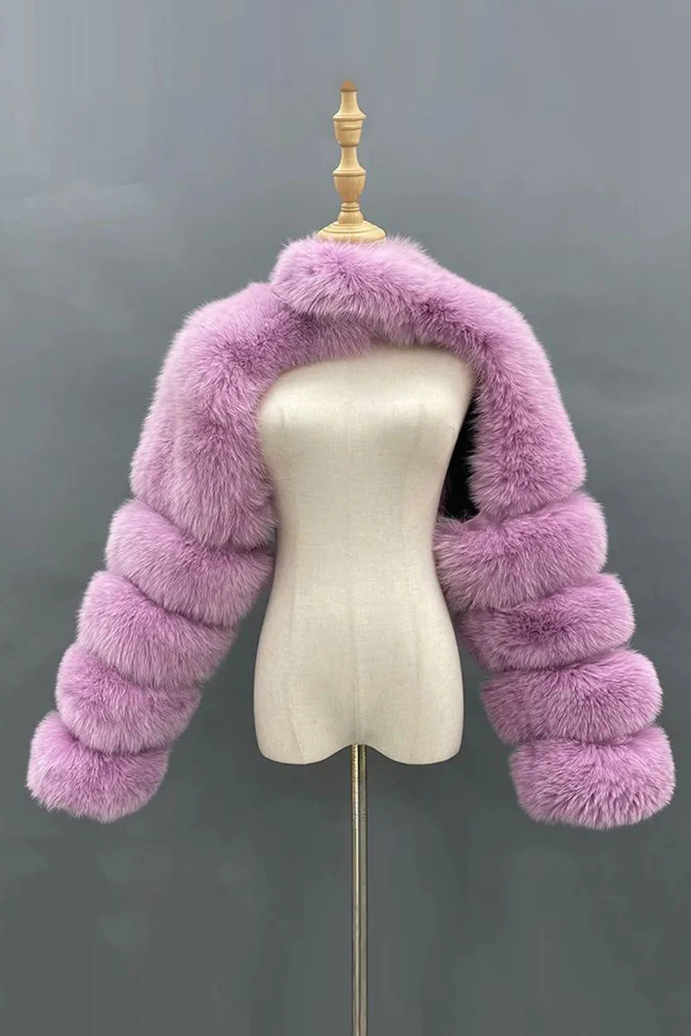 Manteau d’hiver en fausse fourrure de renard gris acier - Image 6