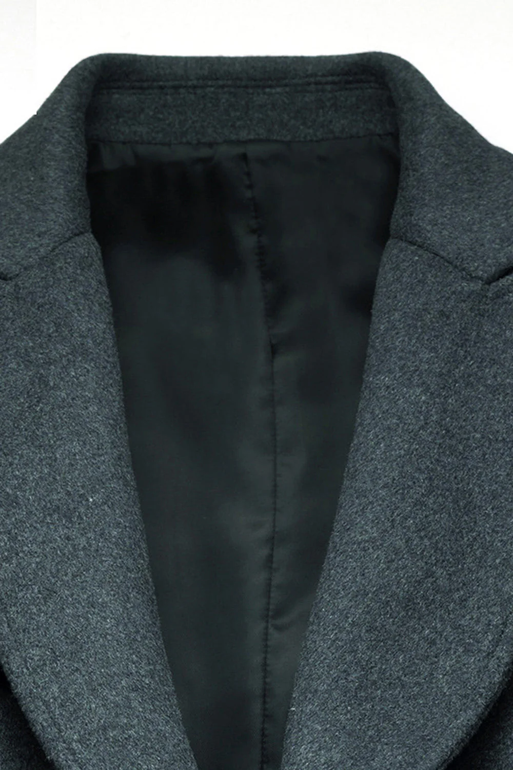 Manteau d’hiver gris double boutonnage double boutonnage à revers pointu - Image 4