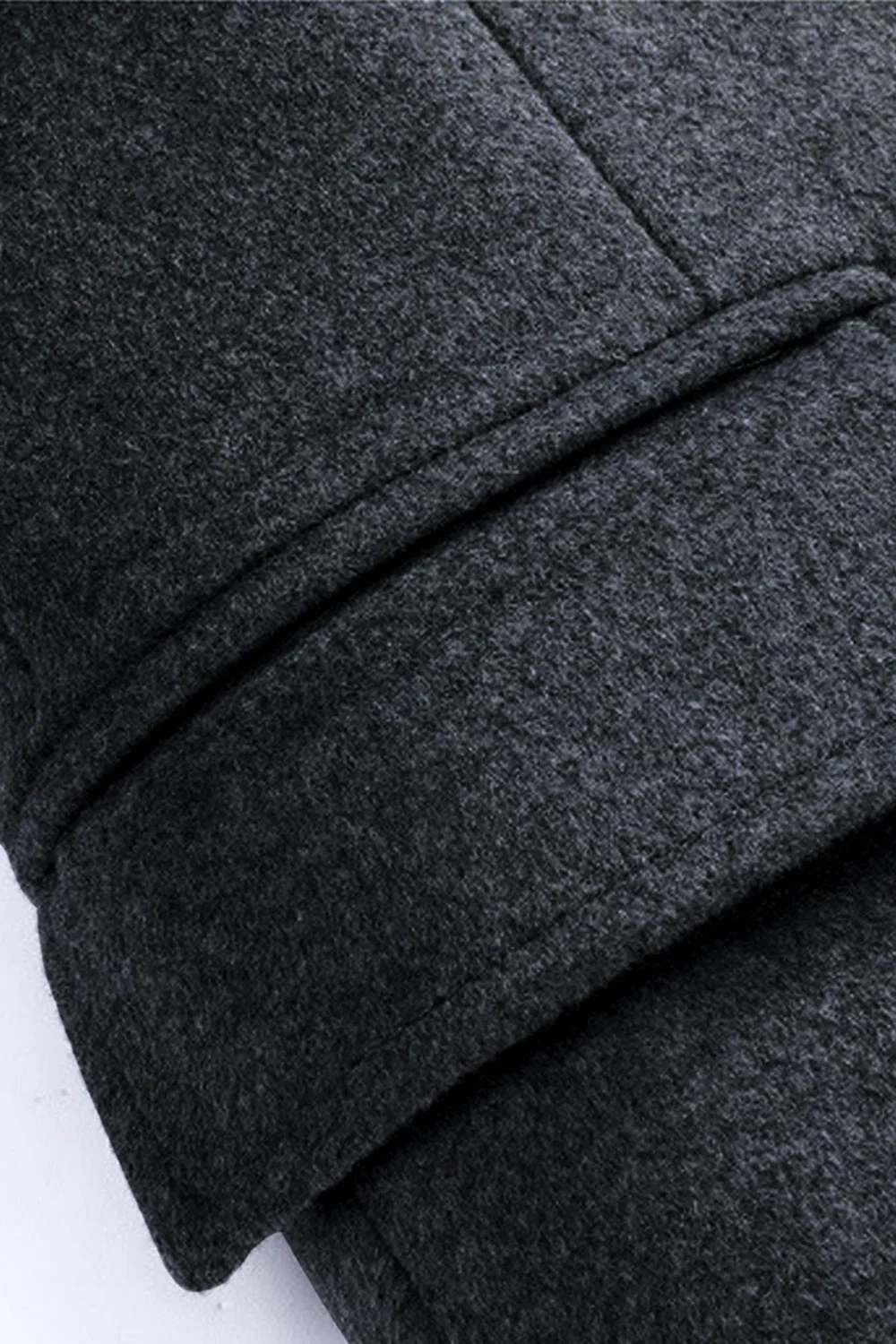 Manteau d’hiver gris double boutonnage double boutonnage à revers pointu - Image 5