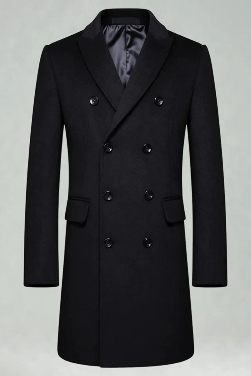 Manteau d’hiver gris double boutonnage double boutonnage à revers pointu - Image 7