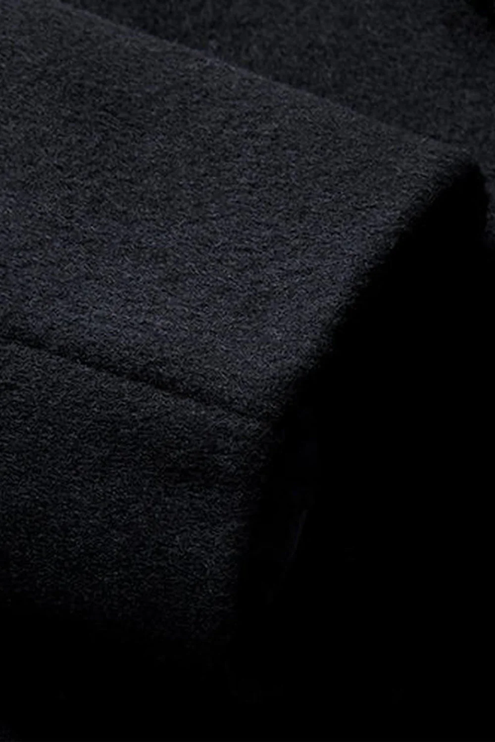 Manteau d’hiver noir à boutonnage simple à boutonnage et revers cranté pour hommes - Image 6