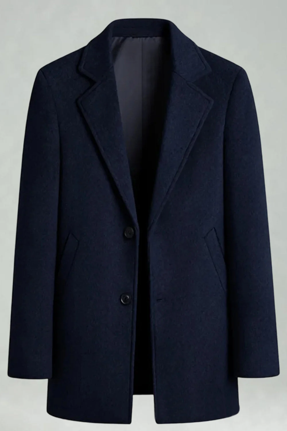 Manteau d’hiver noir à boutonnage simple à boutonnage et revers cranté pour hommes - Image 8