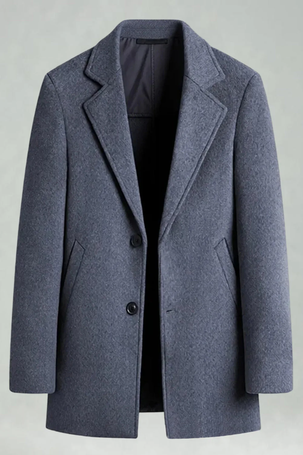 Manteau d’hiver noir à boutonnage simple à boutonnage et revers cranté pour hommes - Image 9