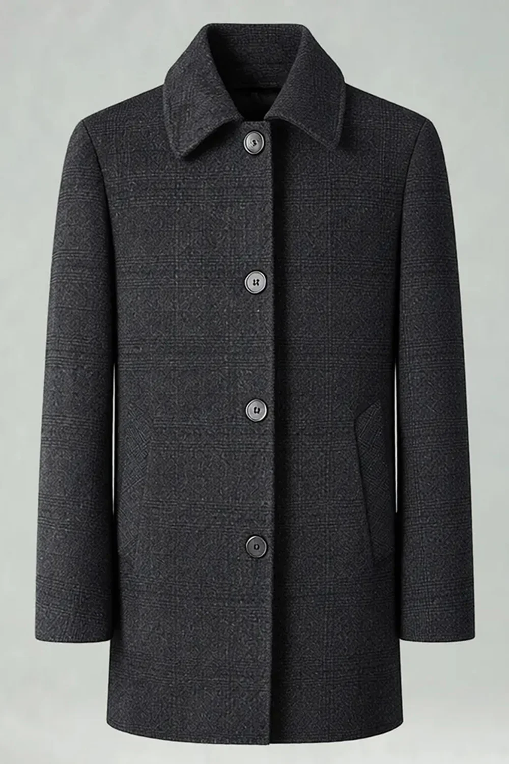 Manteau d’hiver pour hommes long à boutonnage simple à revers gris foncé - Image 10