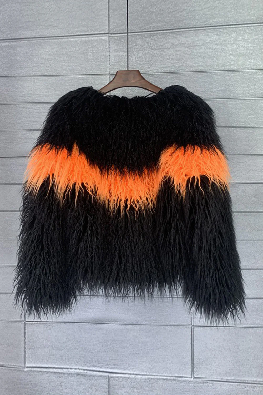 Manteau en fausse fourrure en broderie Manteau épaissi orange - Image 6