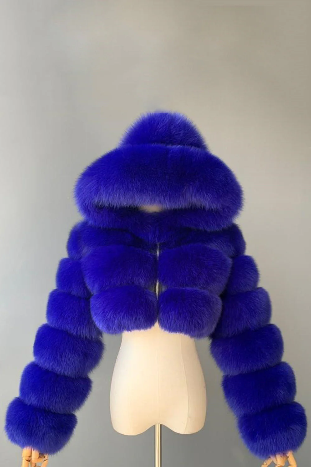 Manteau épaissi en fausse fourrure bleu royal