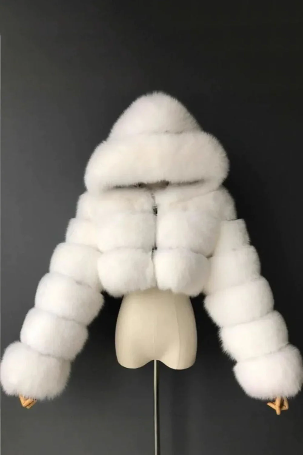 Manteau épaissi en fausse fourrure bleu royal - Image 3