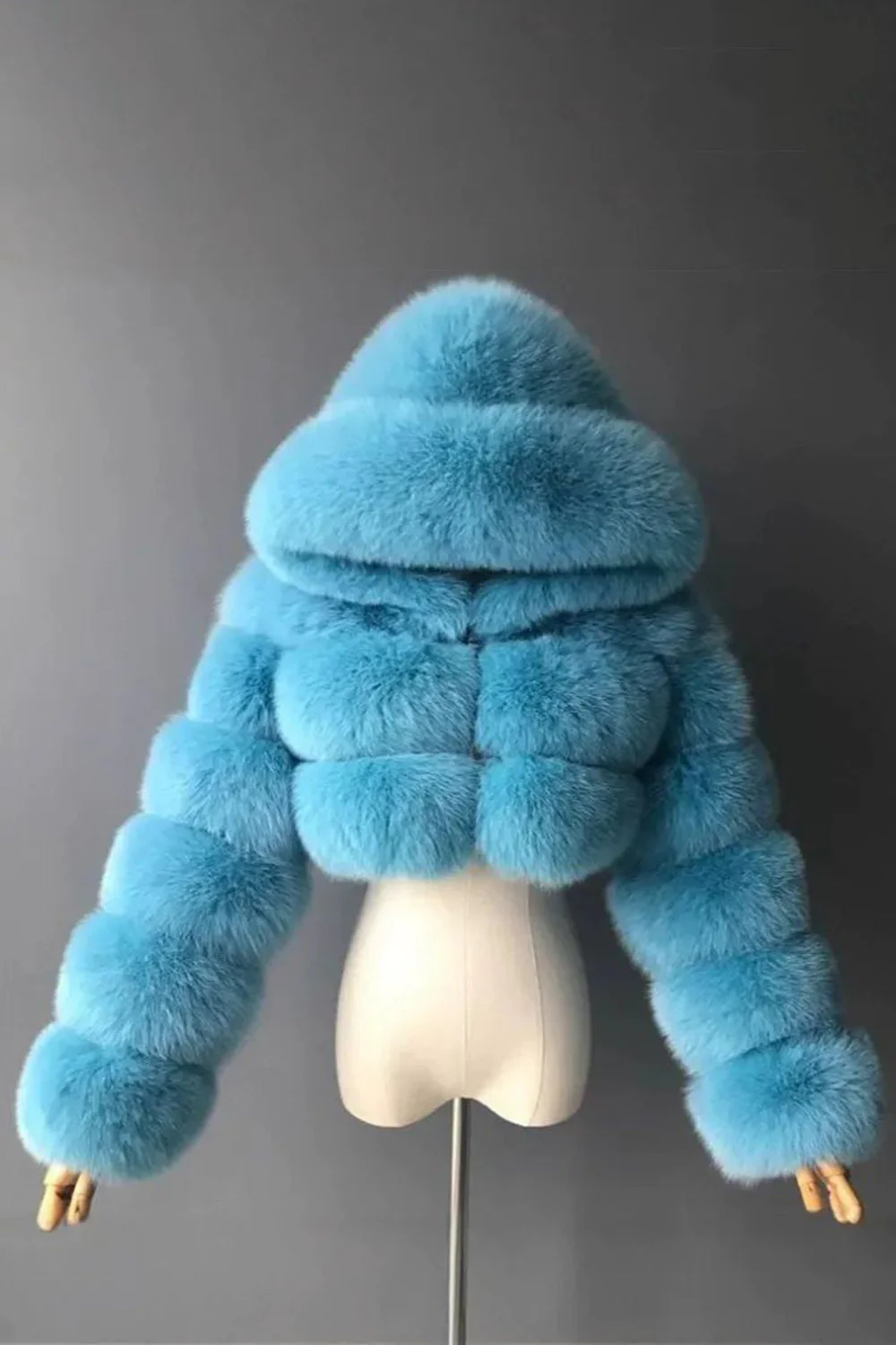 Manteau épaissi en fausse fourrure bleu royal - Image 7