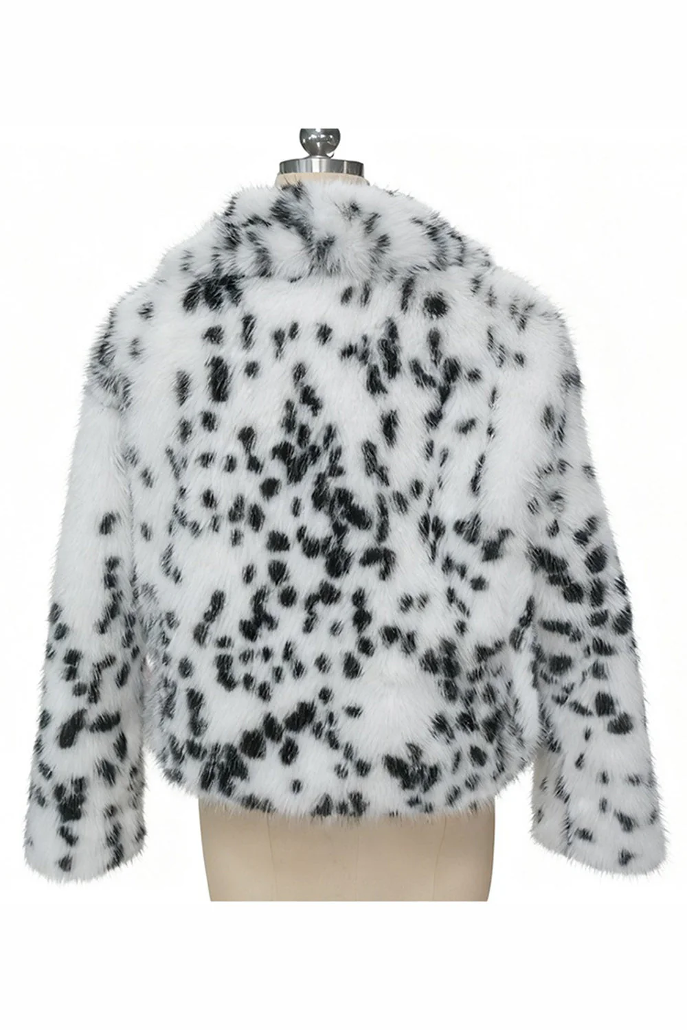 Manteau féminin en fausse fourrure imprimé abricot avec manches longues - Image 11