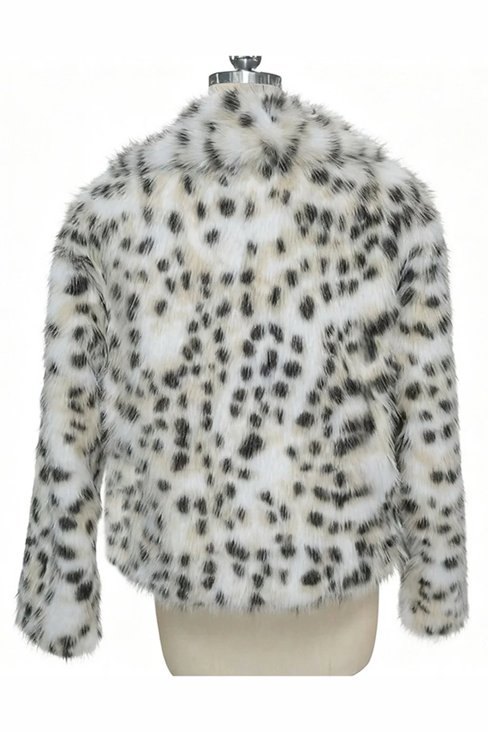 Manteau féminin en fausse fourrure imprimé abricot avec manches longues - Image 6