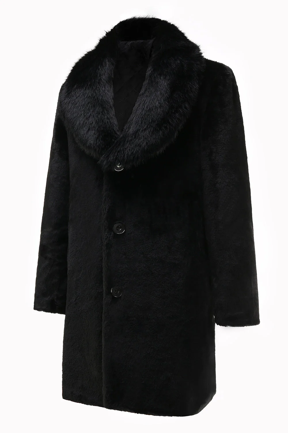 Manteau long d’hiver en fausse fourrure de luxe pour hommes noirs - Image 3