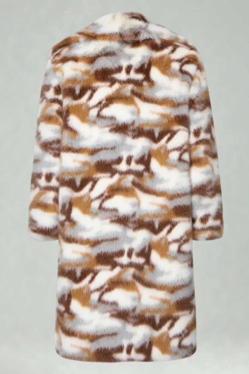 Manteau long en manteau long en abricot camouflage en fausse fourrure pour hommes - Image 5