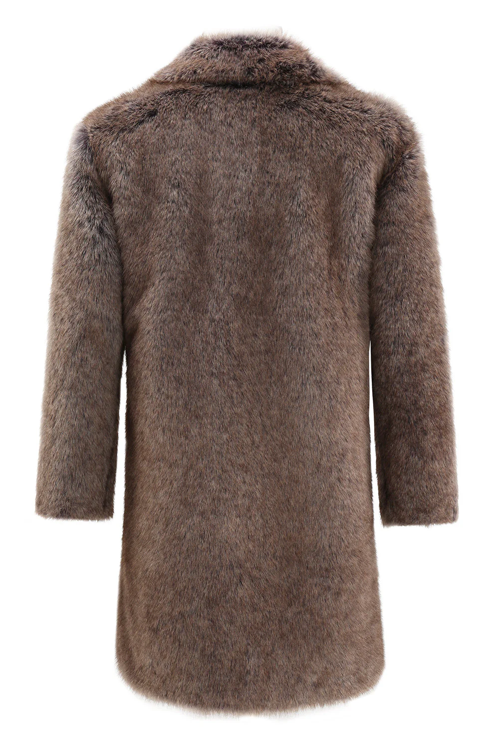 Manteau long pour homme à revers cranté kaki et denté en fausse fourrure - Image 2