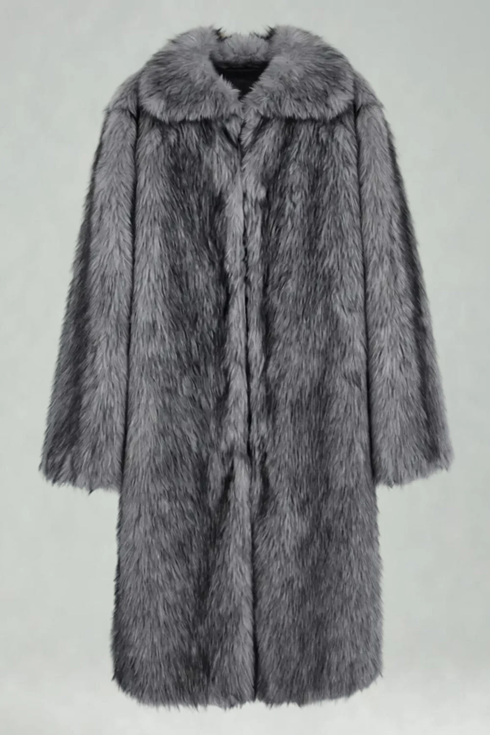 Manteau long pour homme en châle blanc à revers fausse fourrure - Image 15