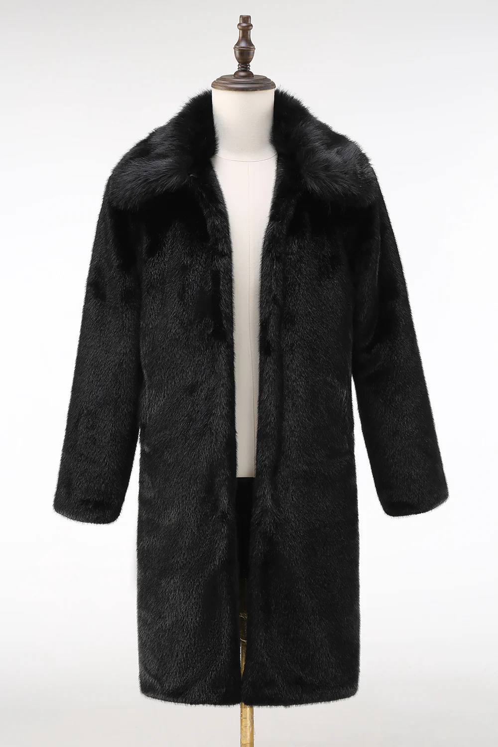 Manteau homme en fausse fourrure noire avec poches - Image 5