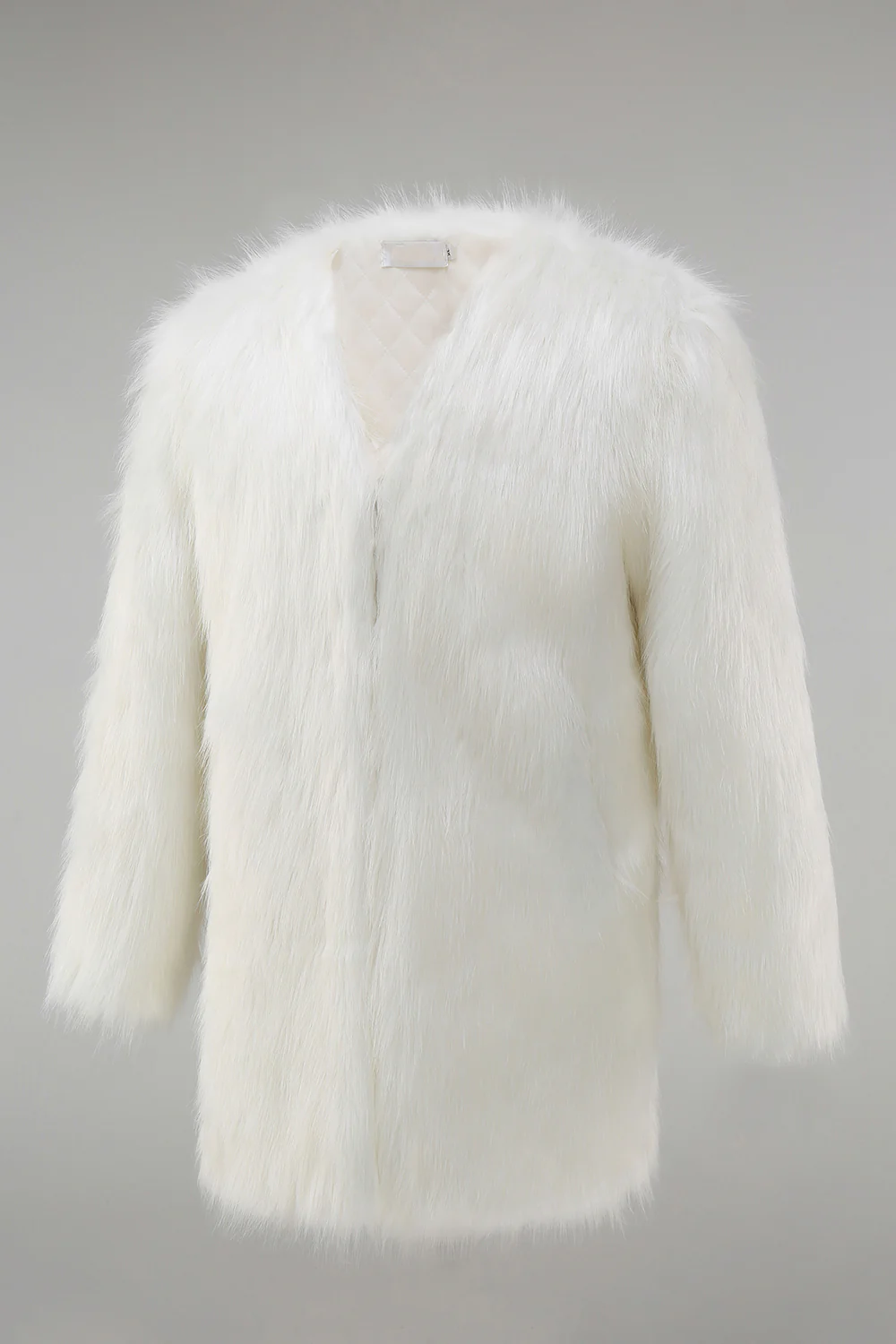 Manteau pour homme en fausse fourrure moelleuse blanche à manches longues - Image 6